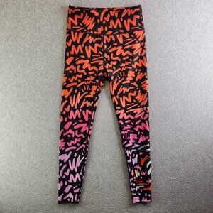 Peloton Leggings Womens M Orange Ombre Cycling Dance Fitness Aerobics Retro